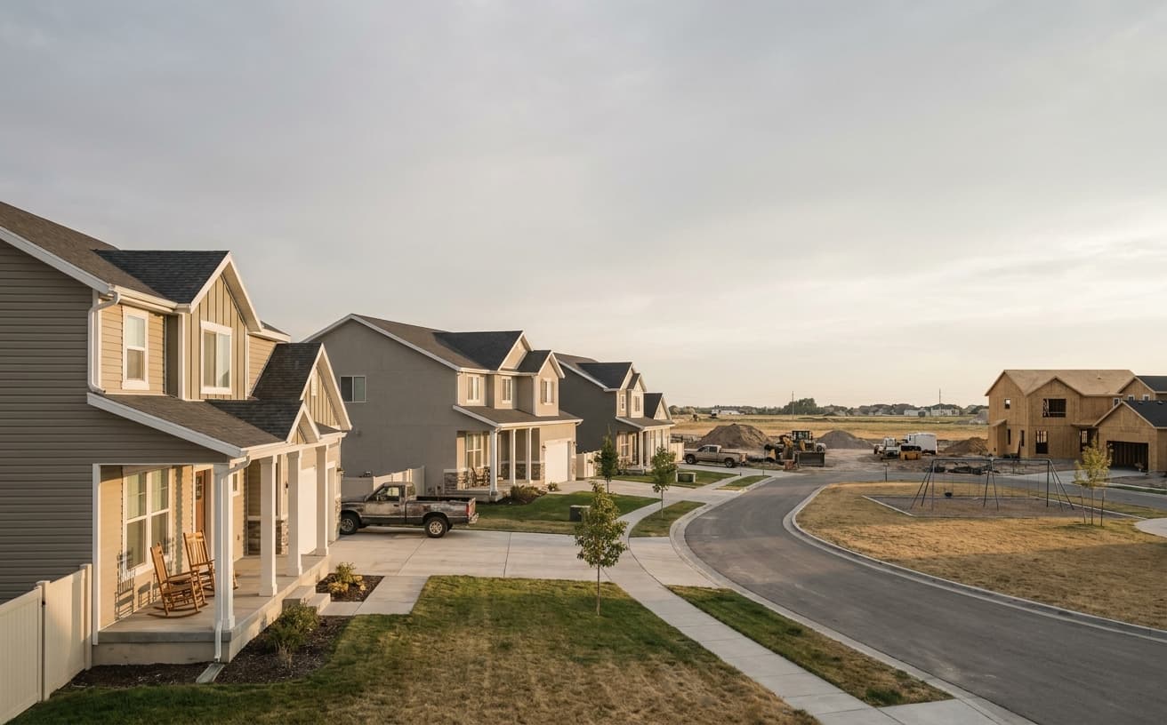 South-valley subdivision with newer construction, larger lots, and a private community park